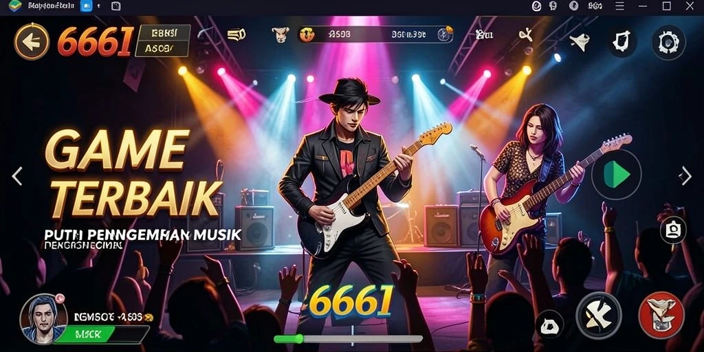 Screenshot utama 666I menunjukkan gameplay musik yang interaktif dan menarik.