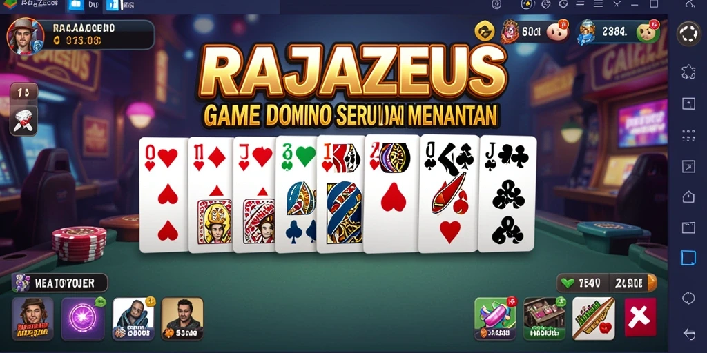 Tampilan gameplay seru dari RAJAZEUS dalam memainankan Domino.