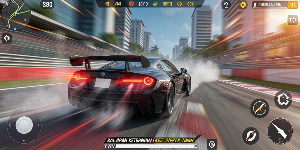 Screenshot utama S80 menampilkan momen balapan yang penuh aksi.