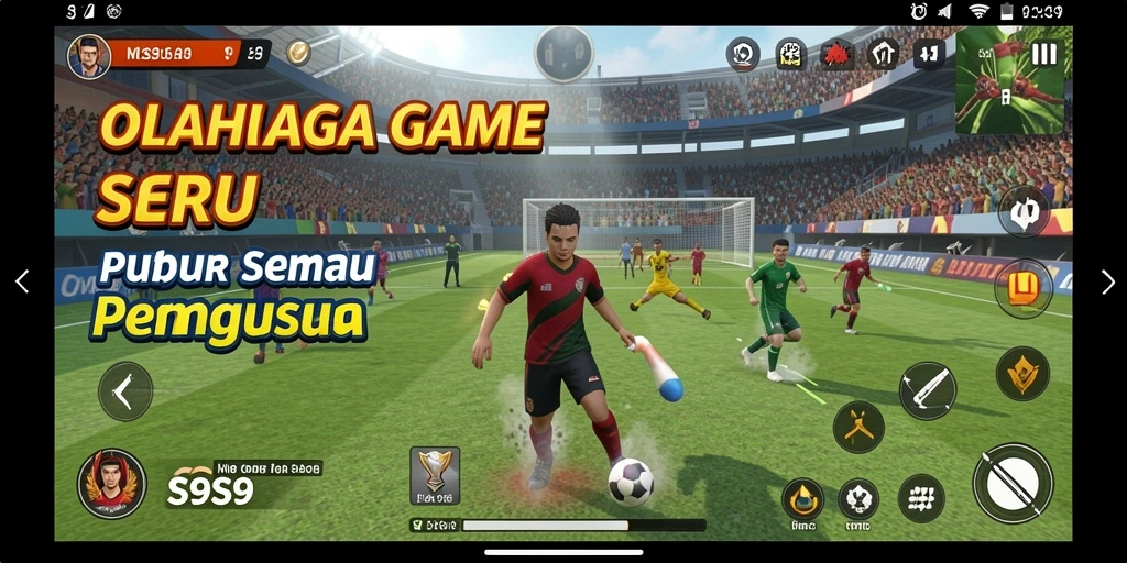Tampilan gameplay seru dari S9S9 yang menampilkan berbagai olahraga.
