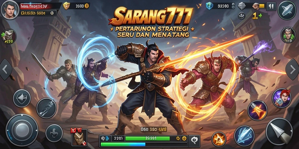 Tampilan gameplay SARANG777 dengan aksi strategi yang mendebarkan.
