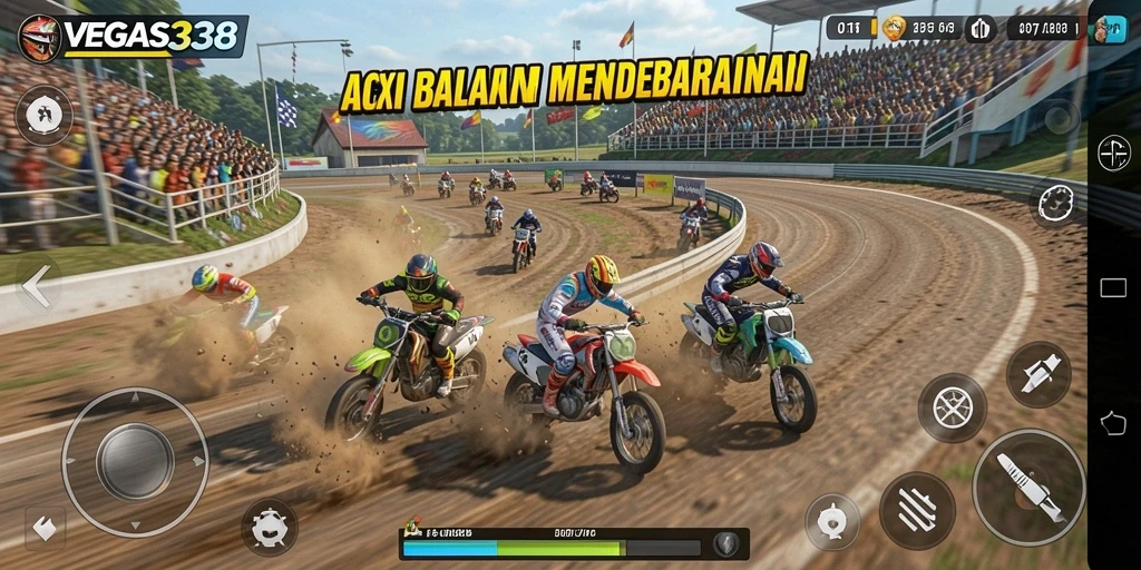 Tampilan menarik dari gameplay balapan yang mendebarkan di VEGAS338.