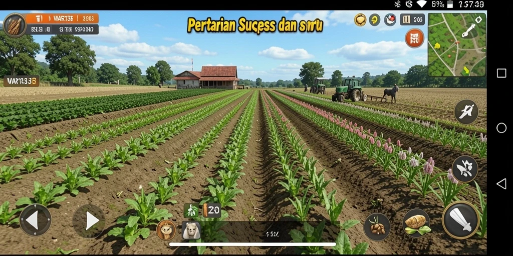 Tampilan gameplay <strong>WAR138</strong> menunjukkan kebun yang rapi dan beragam tanaman.